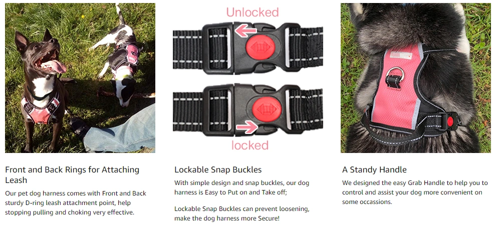 Front &amp; Back Range Lockable Snap Buckles Safe Outdoor Pet Supply, Pet Harness