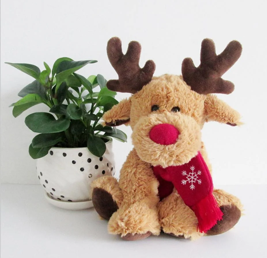 Custom Christmas Gifts Festival Toys Cute Reindeer Plush Soft Stuffed Animal Toy
